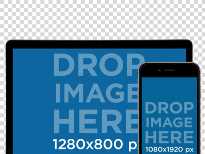 MacBook and iPhone Mockup Over a Transparent Background (Frontal View)