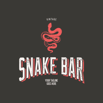 Rustic Logo Template for a Bar Featuring a Snake Clipart