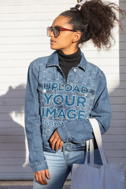 Mockup of a Young Woman Wearing a Denim Jacket 32553