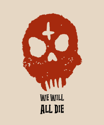 T-Shirt Design Template Featuring a Creepy Skull Graphic