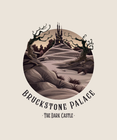 T-Shirt Design Template with a Creepy Castle 