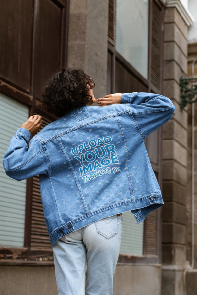 Denim Jacket Mockup of a Woman in a Cool Pose