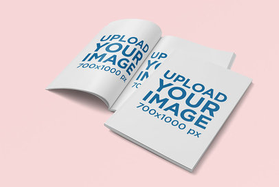 Mockup Featuring an Open Magazine Lying Under a Closed One 3392-el1