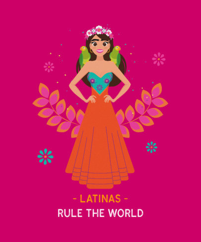 Illustrated T-Shirt Design Creator with a Happy Latina Woman