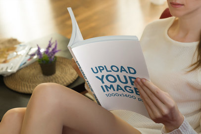 Paperback Book Mockup Featuring a Woman Reading 3422-el1