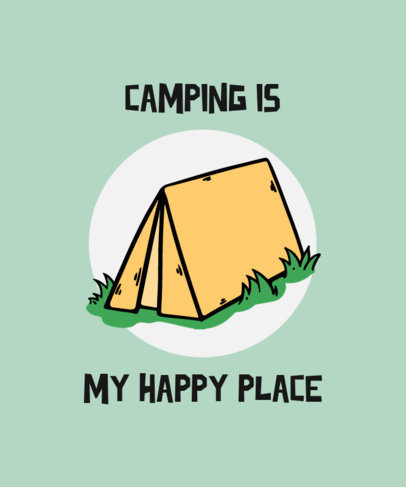 T-Shirt Design Template with a Camping Tent Illustration