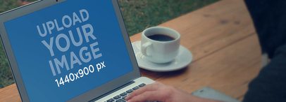 MacBook Air Mockup Featuring a Man Working Outdoors