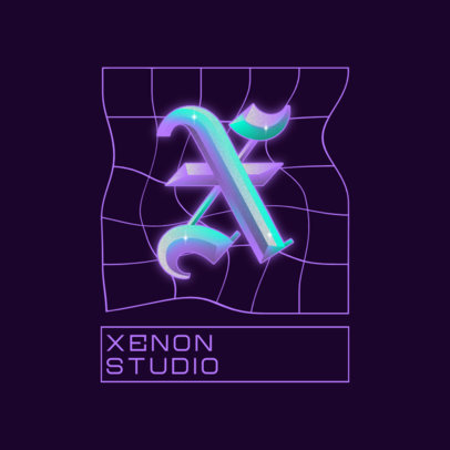 Logo Template for a Studio Featuring a Background Grid 3085a