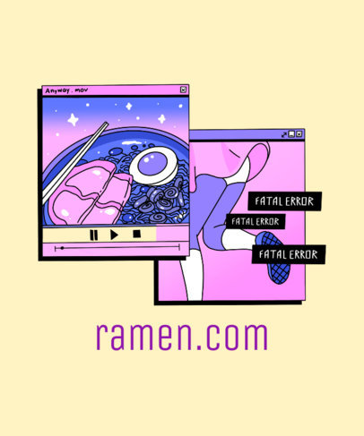 T-Shirt Design Maker Featuring a Ramen Soup Clipart Inside a Browser Window