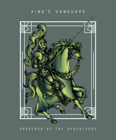 T-Shirt Design Generator Featuring an Armored Knight Riding a Horse 676c-el1