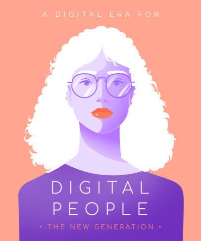 T-Shirt Design Template with a Modern Woman Graphic Featuring a Quote