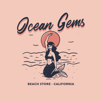 Beach Store Logo Maker with a Vintage Mermaid Graphic