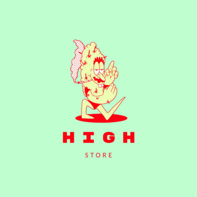Cannabis Store Logo Creator with a Funny Character Graphic