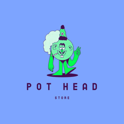 Cannabis Store Logo Template With a Funny Character 