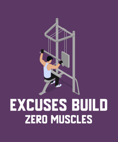 Illustrated T-Shirt Design Template Featuring a Man at the Gym 709b-el1