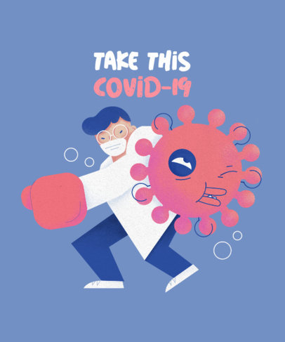 T-Shirt Design Creator Featuring a Doctor Fighting a Coronavirus Cartoon