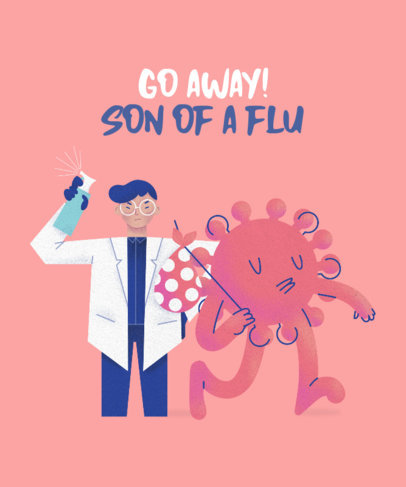 T-Shirt Design Maker with a Doctor Battling a Flu Cartoon
