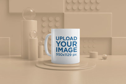 Mockup of an 11 oz Mug at a Crazy 3D Scenario 33837