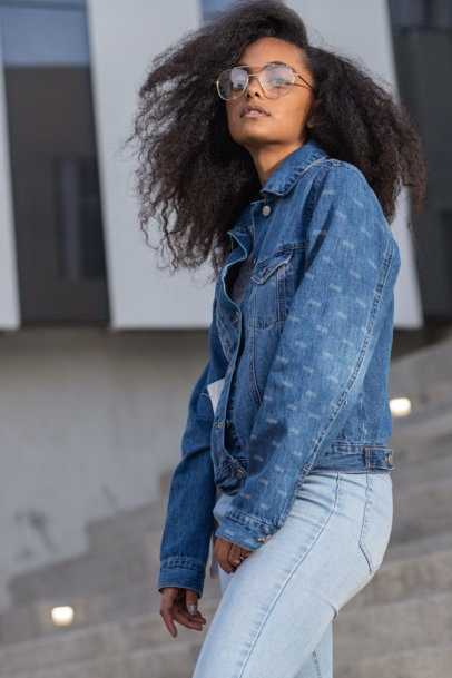 Sleeve Mockup of a Woman Wearing a Denim Jacket