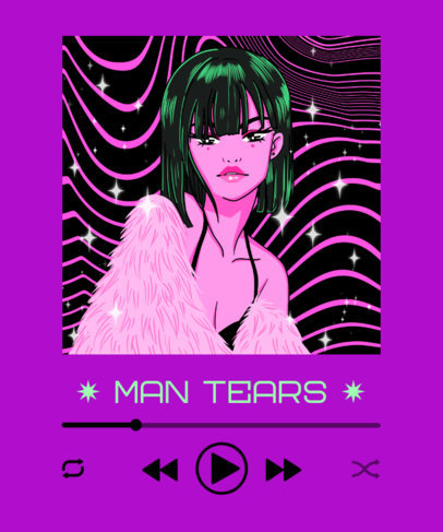 Anime-Style T-Shirt Design Template with a Customizable Media Player 