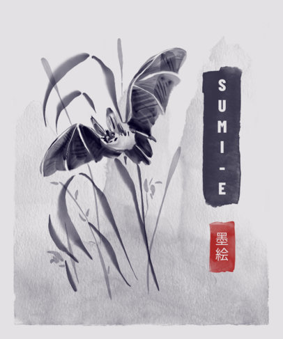 T-Shirt Design Template in a Monochrome Watercolor Style 3080a