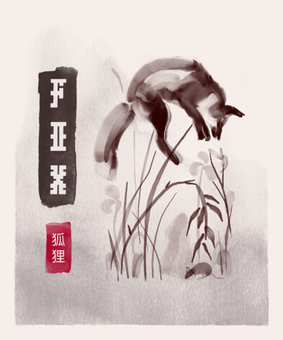 T-Shirt Design Maker with a Watercolor Style Featuring a Fox 3080b