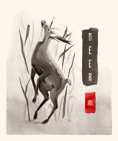 T-Shirt Design Maker Featuring a Watercolor Animal 3080e