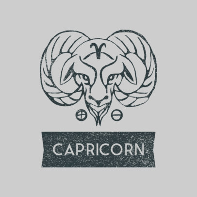 Zodiac Logo Template Featuring a Capricorn Sign Graphic