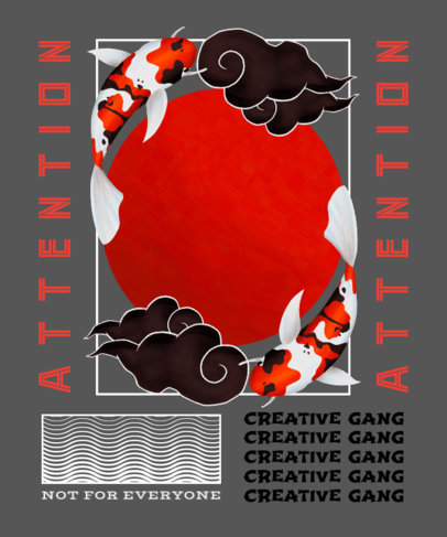 T-Shirt Design Template with Koi Fishes Graphics and Modern Assets 2398c