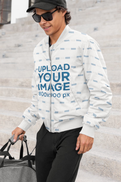 Bomber Jacket Mockup Featuring a Cool Man 33220