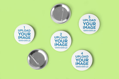 Mockup Featuring Pin Buttons Placed on a Plain Colored Surface