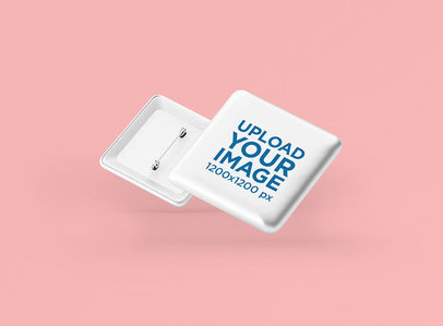 Minimal Mockup Featuring Two Square Pin Buttons Floating Over a Plain Background