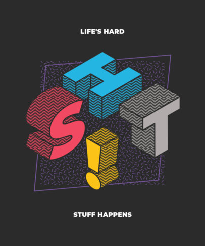 T-Shirt Design Template with Isometric Letter Graphics