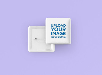 Mockup Featuring the Front and Back of a Square Pin Button 