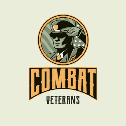 Logo Template Featuring a Veteran Character Saluting 