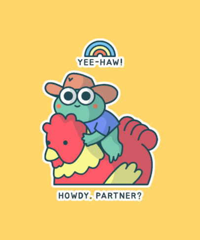 T-Shirt Design Template with Kawaii Frog Illustrations