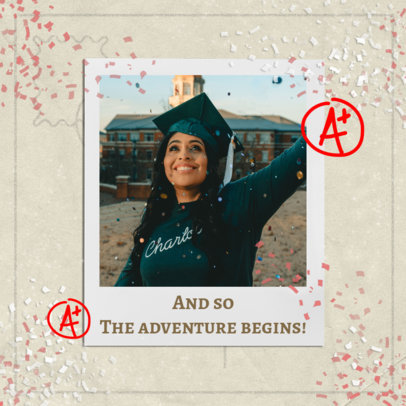 Instagram Post Design Template Featuring a Photo of a Happy Woman on Her Graduation Day 2431r