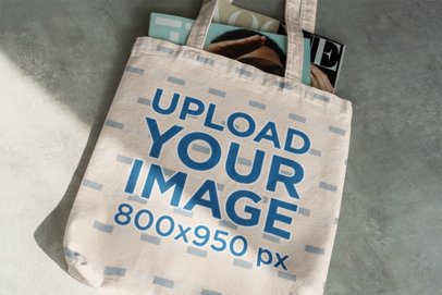 Tote Bag Mockup Featuring Some Magazines 3147-el1