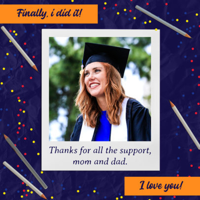 Graduation Day Instagram Post Design Generator With a Thankful Message 