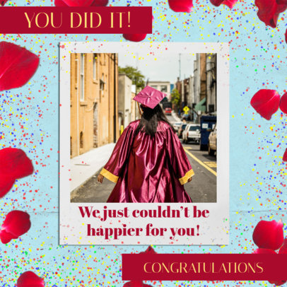 Instagram Post Maker with an Instant Photo of a Woman in Her Graduate Gown