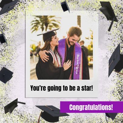 Instagram Post Generator Featuring a Background Filled with Graduation Cap Graphics 2431j