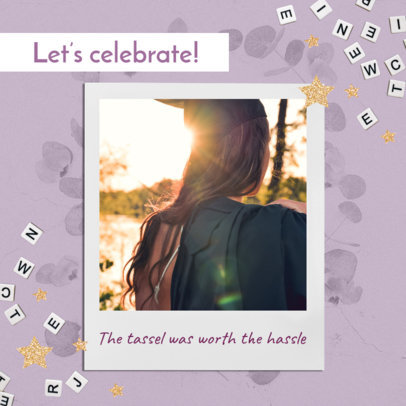 Instagram Post Template for a Graduation Day Celebration With an Instant Picture Frame