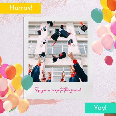Colorful Instagram Post Design Template With Balloon Graphics and Flying Graduation Caps 2431o