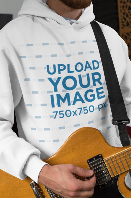Pullover Hoodie Mockup of a Man Playing Guitar