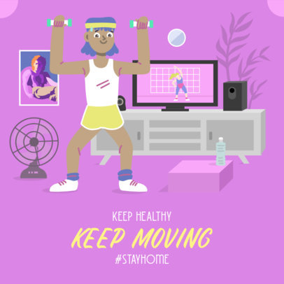 Instagram Post Maker of a Man Exercising at Home 