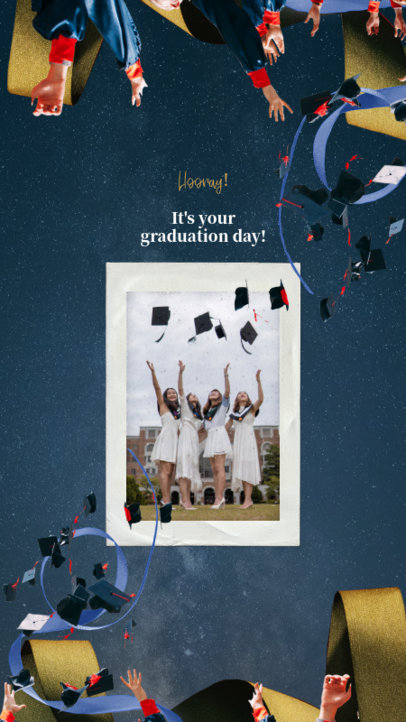 Graduation Day Instagram Story Template with Celebrating Student Graphics