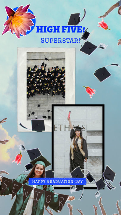 Graduation-Themed Instagram Story Template Featuring Two Photos