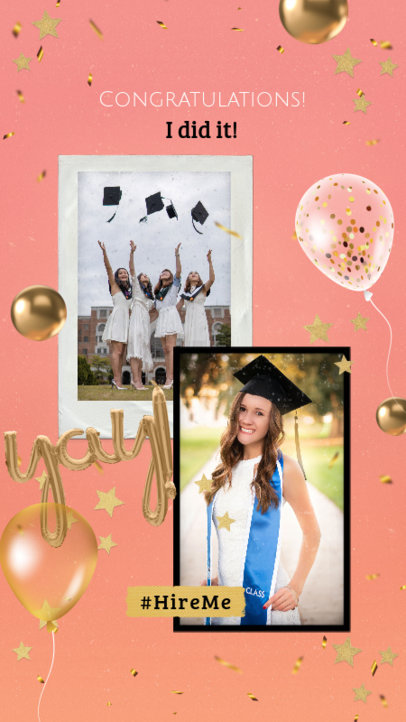 Instagram Story Featuring Festive Balloons for a Graduate