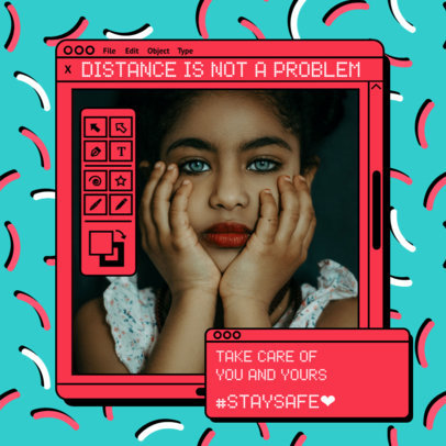 Retro Instagram Post Template with a Social Distancing Theme