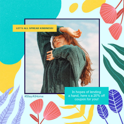 Spring-Themed Instagram Post Maker Featuring a Stay at Home Message 2309j 2445